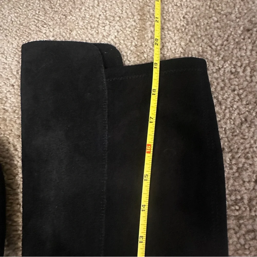 Karl Lagerfeld Paris Shay Black Suede Knee High Chain Boots Women Size 10